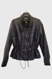 Drawstring Waist Faux Leather Jacket