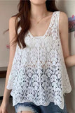 Crochet V-Neck Openwork Tank