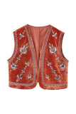 Floral Piping Trim Vest