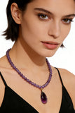 Faceted Teardrop Pendant Beaded Necklace
