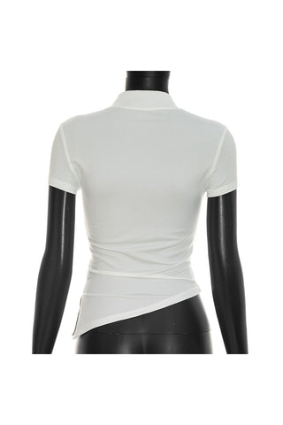 Side-Slit Cropped Crew Neck Tee
