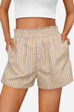 Striped Button-Front Casual Shorts