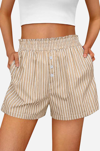 Striped Button-Front Casual Shorts