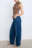 Polka Dot Ruched Mock Neck Tank