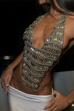 Beaded Halter Chain-Link Tank