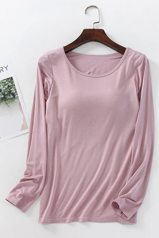 Long Sleeve Scoop Neck Bra Top