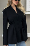Button-Front Tailored Blazer