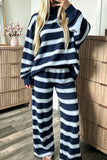 Striped Mock Neck Wide-Leg Pants Set