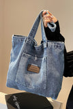 Faded Wash Tote Bag With Front Patch Pocket