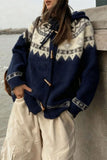 Fair Isle Hooded Toggle Cardigan