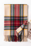 Plaid Fringed Wrap Scarf