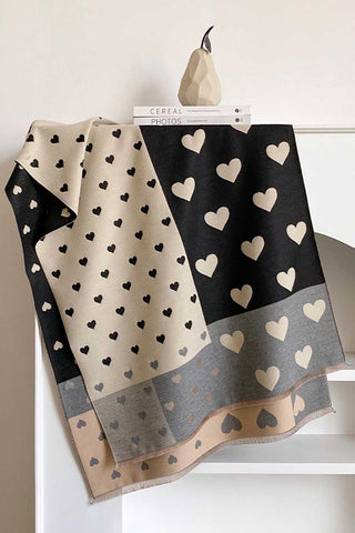 Heart Print Colorblock Square Scarf