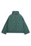 Quilted Stand-Collar Zip Front Jacket