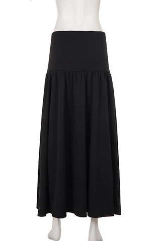 High-Waist Ruched Waistband Midi Skirt