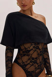 Lace Sheer One-Shoulder Bodysuit