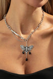 Layered Chain Moth Pendant Necklace