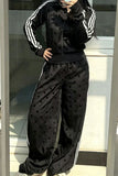 Polka Dot Zip-Up Track Pants Set