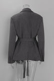 Double-Breasted Notched Lapel Blazer
