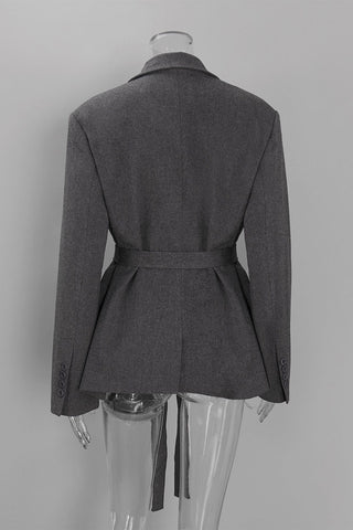 Double-Breasted Notched Lapel Blazer