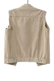 Sleeveless Collared Button-Front Vest