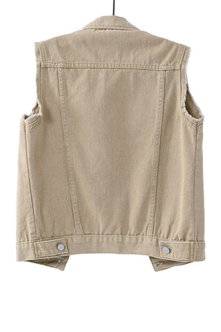 Sleeveless Collared Button-Front Vest