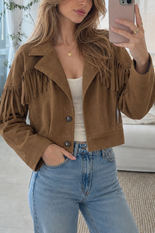 Fringe Lapel Button-Front Jacket