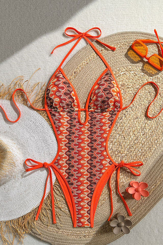 Lace-Up One-Piece Swimsuit