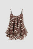 Polka Dot Ruffle Spaghetti Strap Cami
