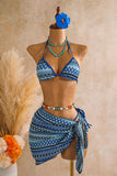 Geometric Print Three-Piece Bikini Set