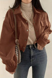 Ribbed Button-Front Collared Jacket