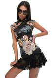 Floral Print Cheongsam Dress