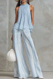 Halter Top and Wide-Leg Pants Set