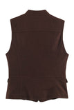 Military Button Zip Front Sleeveless Tank