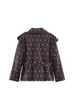 Plaid Polka Dot Belted Trench Jacket