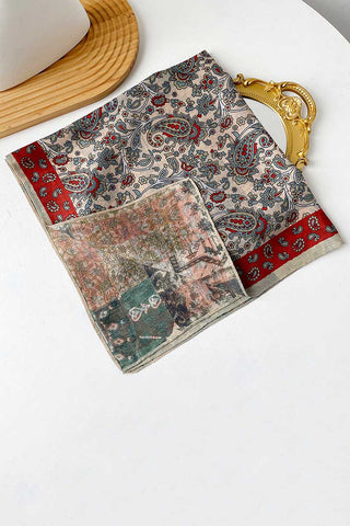 Paisley and Geometric Print Square Scarf