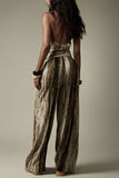 Abstract Print Halter Wide Leg Set