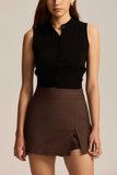 High-Waist Front Slit Mini Skirt