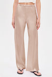 Satin Smocked Waist Wide-Leg Casual Pants