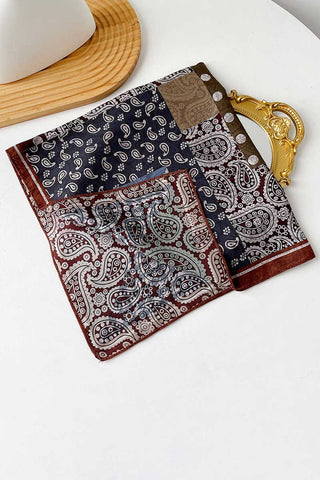 Paisley and Geometric Print Square Scarf