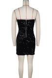 Sequin Lace-Up Cutout Mini Dress