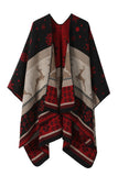 Geometric Print Open Front Knit Poncho