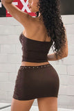 Studded O-Ring Top and Mini Skirt Set