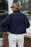 Mock Neck Zip-Front Bomber Jacket