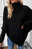 Mock Neck Cable Knit Asymmetrical Sweater
