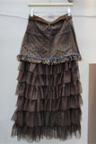 Polka Dot Tiered Ruffle Midi Skirt