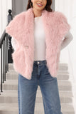Faux Fur Sleeveless Open Front Vest