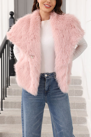 Faux Fur Sleeveless Open Front Vest