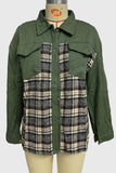 Plaid Patchwork Button-Front Jacket