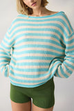Striped One-Shoulder Knit Sweater