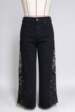 Sheer Lace Side Panel Baggy Jeans
